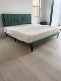 Green modern king bed $175