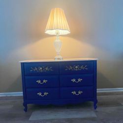 Blue And Gold 6 Drawer Dresser