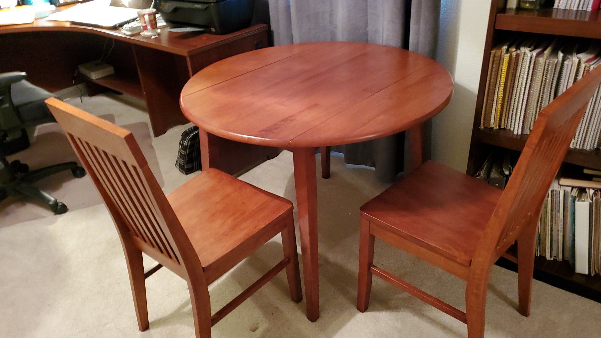 Drop leaf Breakfast Table and Two Chairs