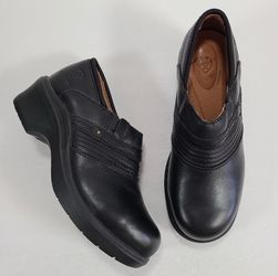 Ariat Black Leather Steel Toe Safety Clog Work Comfort Shoes Women Size 5.5