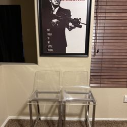 Two IKEA clear barstool chairs