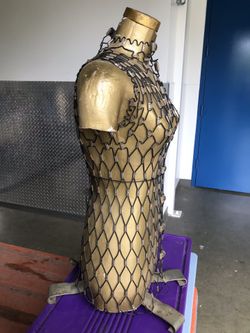 Antique designer bust with chain mail real metal wrapping