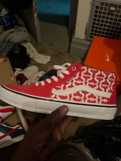 Vans Mid-Top Red Patterned Sneakers