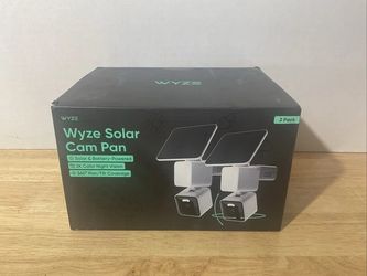 Wyze Solar Cam Pan 2 Pack 2K Battery Security Cameras w/ Solar Panels SEALED
