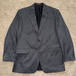 Chaps by Ralph Lauren Blazer 44L Gray Pinstripe 100% Wool Suit Jacket Sport Coat