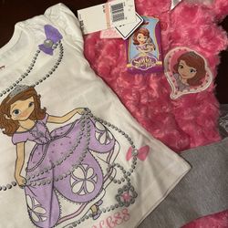 New 3pc Sophia Disney Outfit Fur Vest 2T