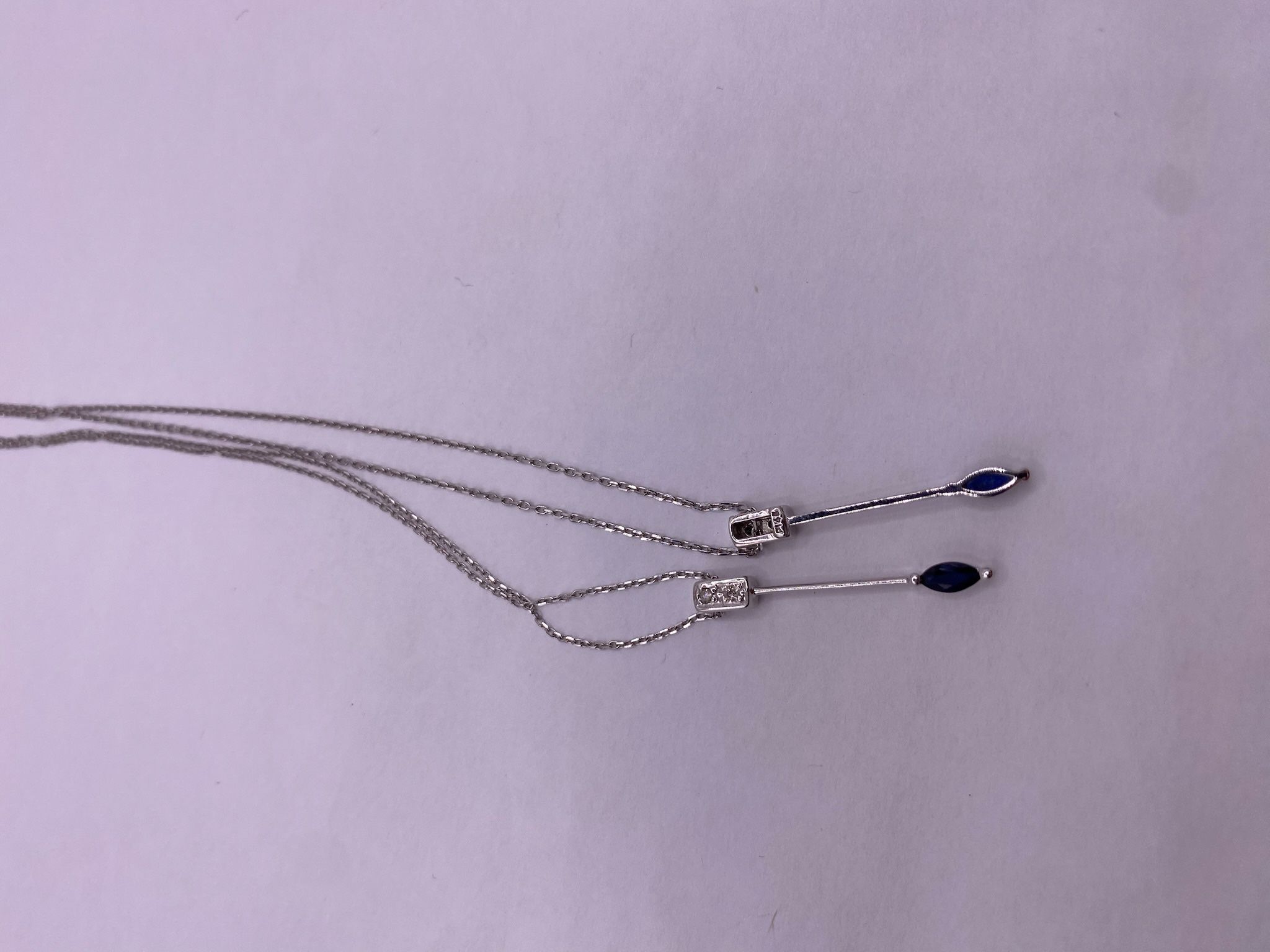 14kt White Gold Chain with Marquise & Diamond, 1.80g