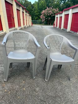 Two Heavy Duty Plastic Patio Chairs