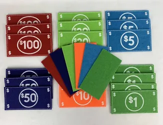 Montessori Felt play pretend money cash bills count game toy education activity