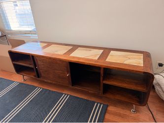 Teak Console with Tile Inlays