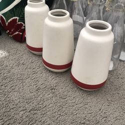 White And Red Ceramic Christmas/ Valentine’s Vases