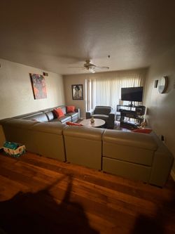 High quality real leather sectional plus