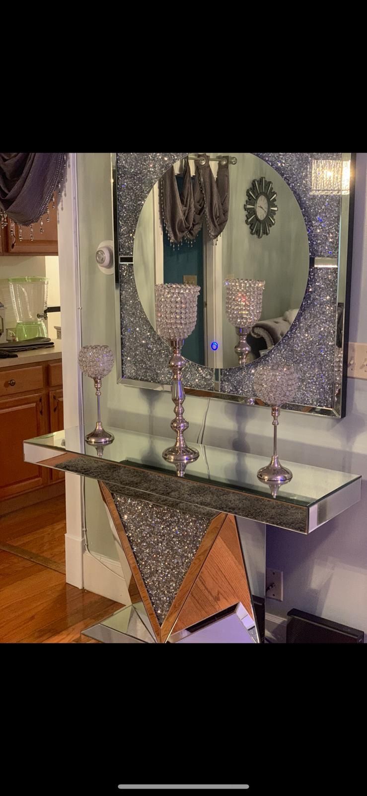 Crystal mirrored console table & Mirror