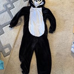 Wolf Husky Dog Youth Unisex Black White Fuzzy Halloween Costume Cosplay Sz 140