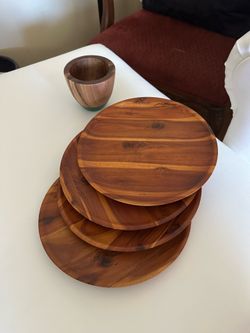 Wooden Plates and Bowl