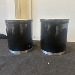 Set of 2 OGGI Black Ceramic Kitchen Canisters / Utensil Holders – Made in China