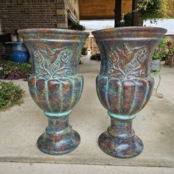 Rustic Hummingbird Urns Clay Pots, Planters, Plants. Pottery, Talavera $100 cada una