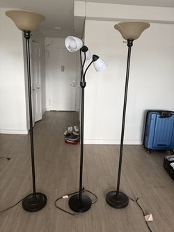 3 tall Floor Lamps + Free Extra Bulbs