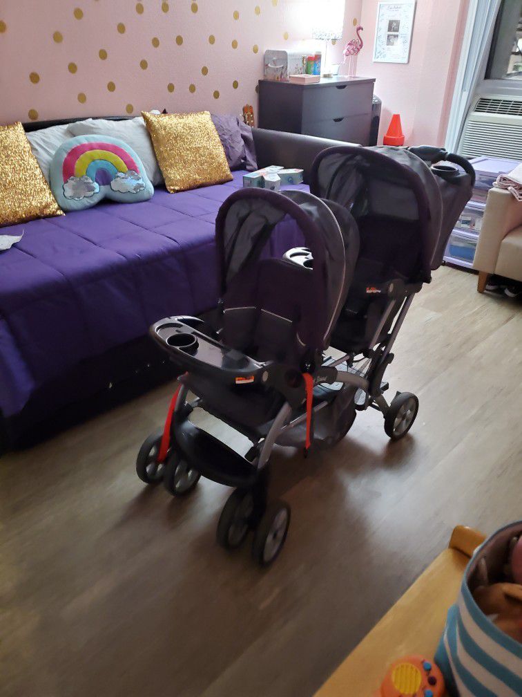 Sit And Stand Stroller Purple And Gray