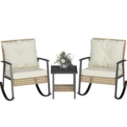 3 Piece Outdoor Rocking Chairs-brand New In The Box -Unassembled