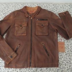 true religion Brown chad badlands moto jacket waxed Size 2XL RARE NWT