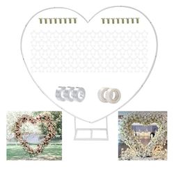 8ft(2.4M) Heart Shaped White Metal Balloon Arch Stand Frame Display Kit，Love Balloon Arch Frame for Proposal, Wedding, Valentine’s Day, Bridal, Birthd