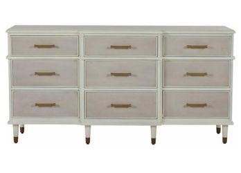 Kathy Kuo Home Leona French Country White Parchment Natural Linen Wood Dresser ❤️ (Never Used )