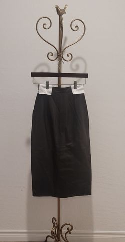 Genuine Black Leather Pencil Skirt