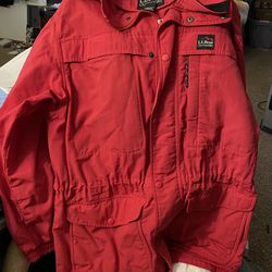 Red LL Bean Large Jacket With Hood