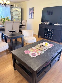 FULL Dining Set + Coffee Table + 2 side tables + TV console