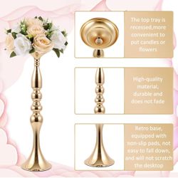 Gold Vase Centerpiece Stands (flowers Not Included)