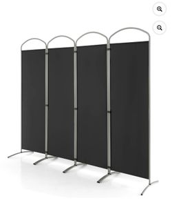 Costway 4 Panels Folding Room Divider 6 Ft Tall Fabric Privacy Screen Black