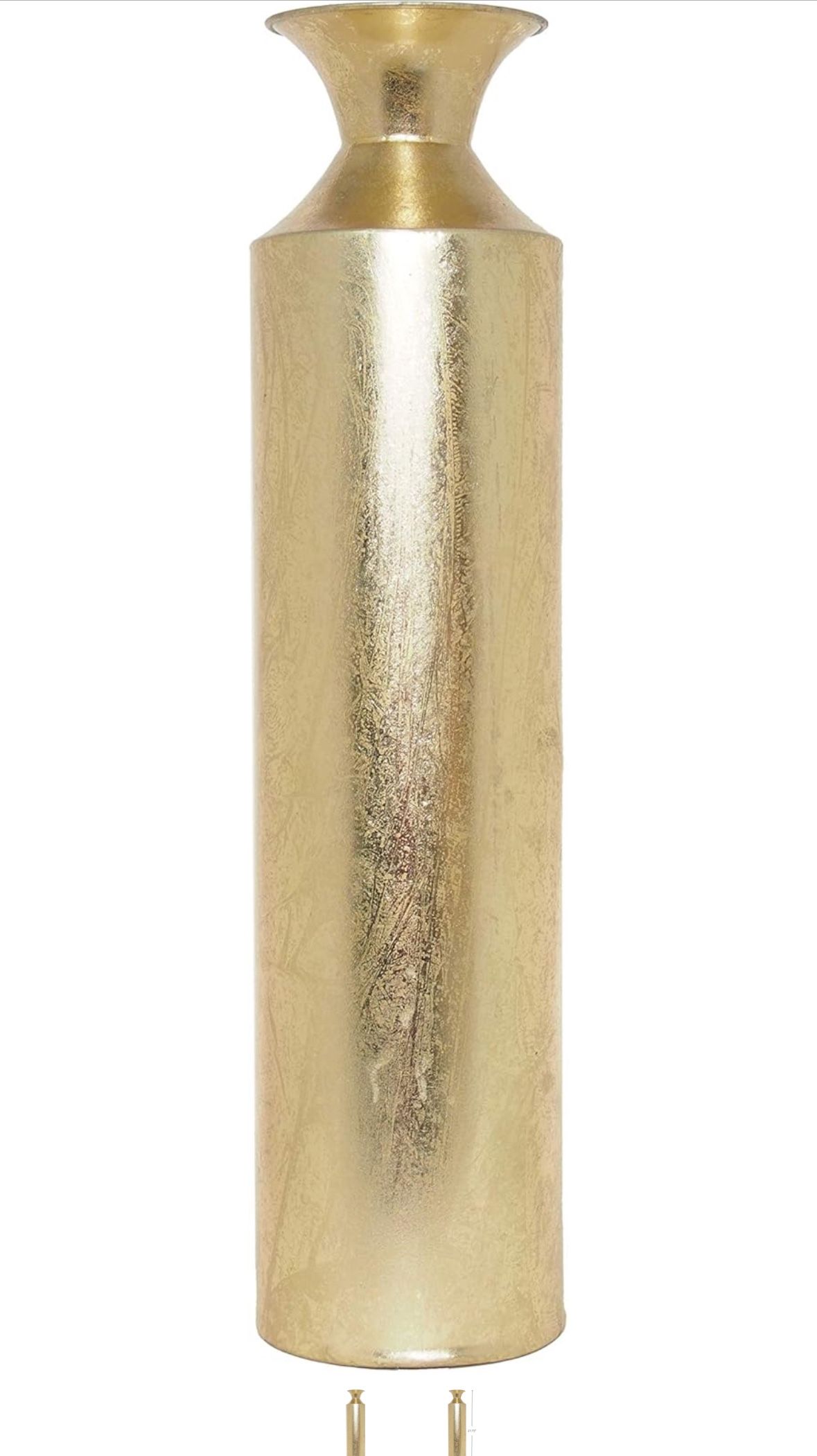 Hosley Gold Metal Decorative Tall Floor Vase - Metallic Centerpiece Vases - Vases for Home Decoration - Flower Bucket Vases for Gift, Spa, Reiki Medit