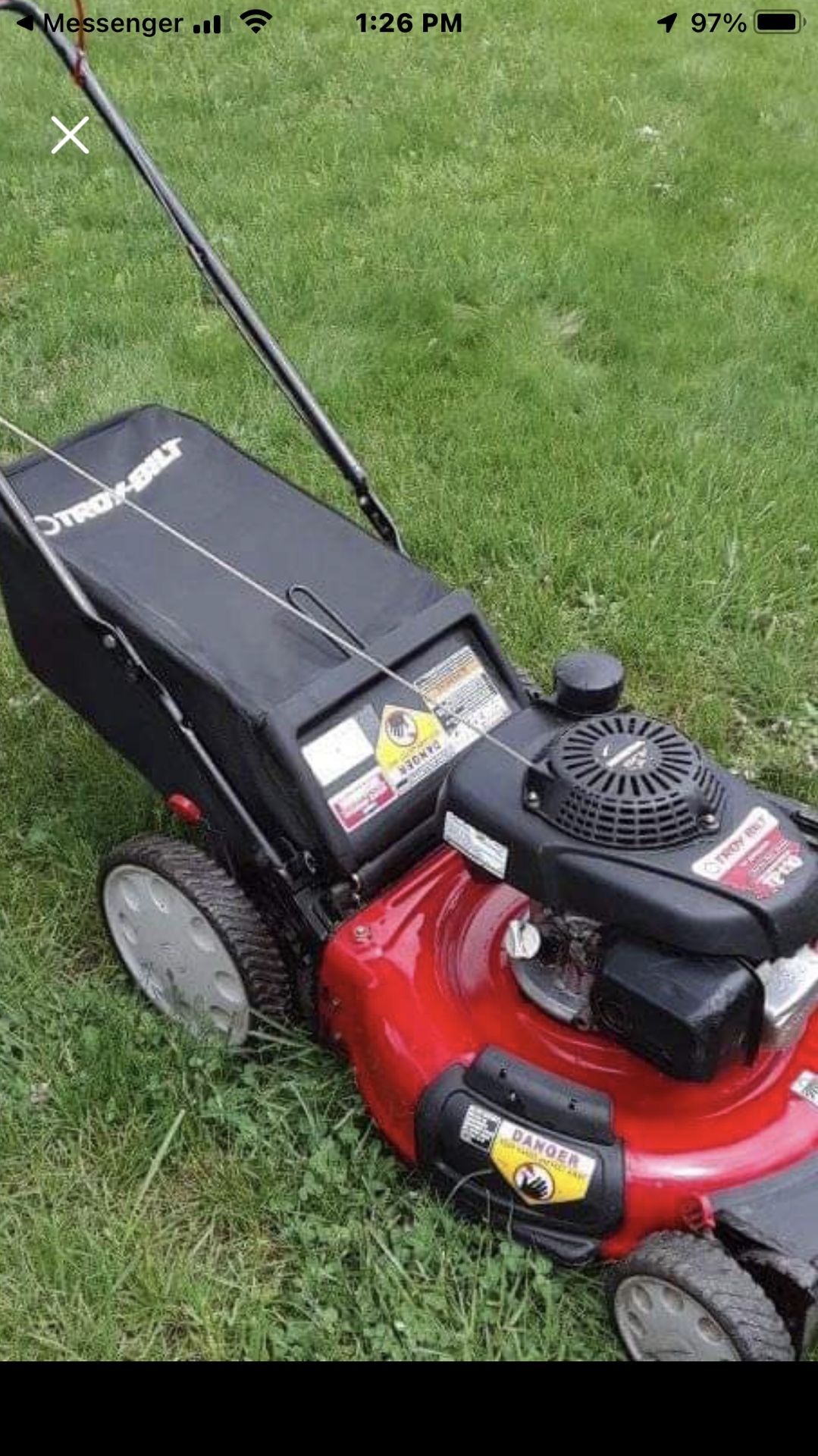 Troy Bilt Push Mower And Bag