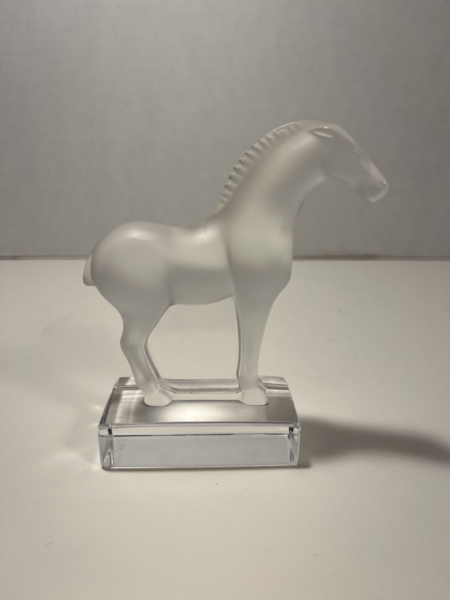Vintage Lalique France Crystal Cheval Tang Horse Paperweight Figurine Signed
