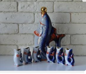 Ceramic Decor With 6 Glasses
