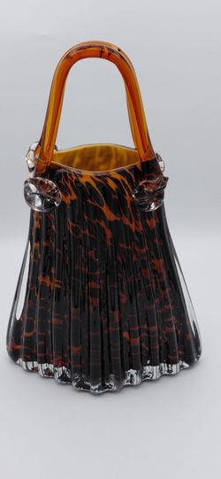 Beautiful 11" Julia Tortoise Crystal Purse Vase