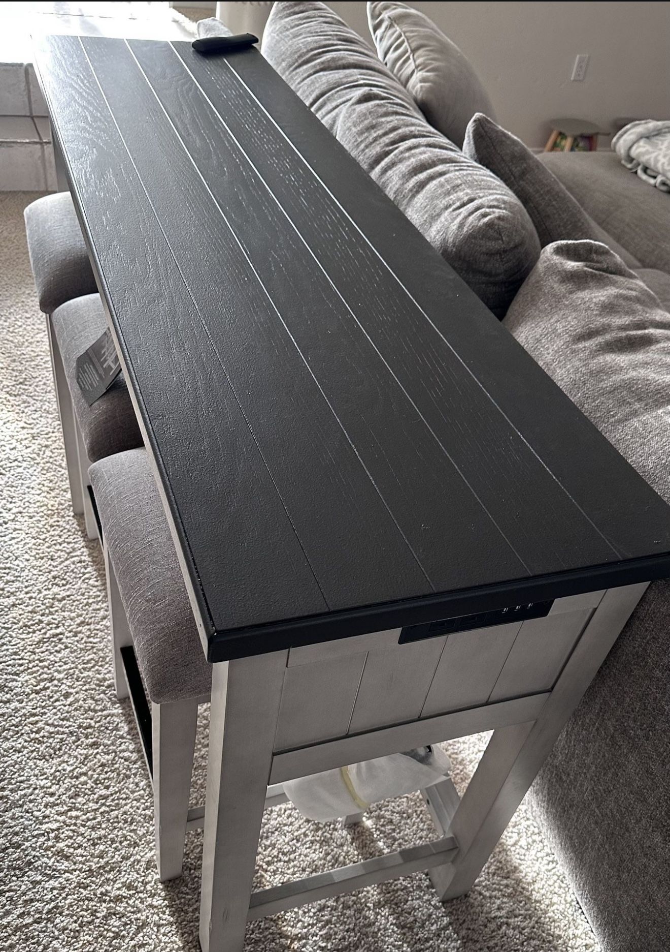 sofa table and stools