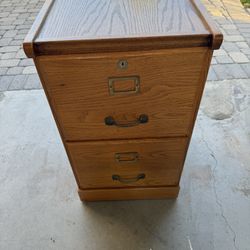 Two Drawer Oak File Cabinet