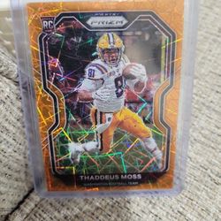 Thaddeus Moss Rookie Orange Laser Prizm Football Card