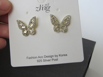 925 Sterling Silver Needle High-end Butterfly Earrings, Gold Color