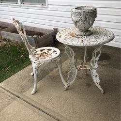 Iron Garden Table & Chair “Antique “ Great Shape