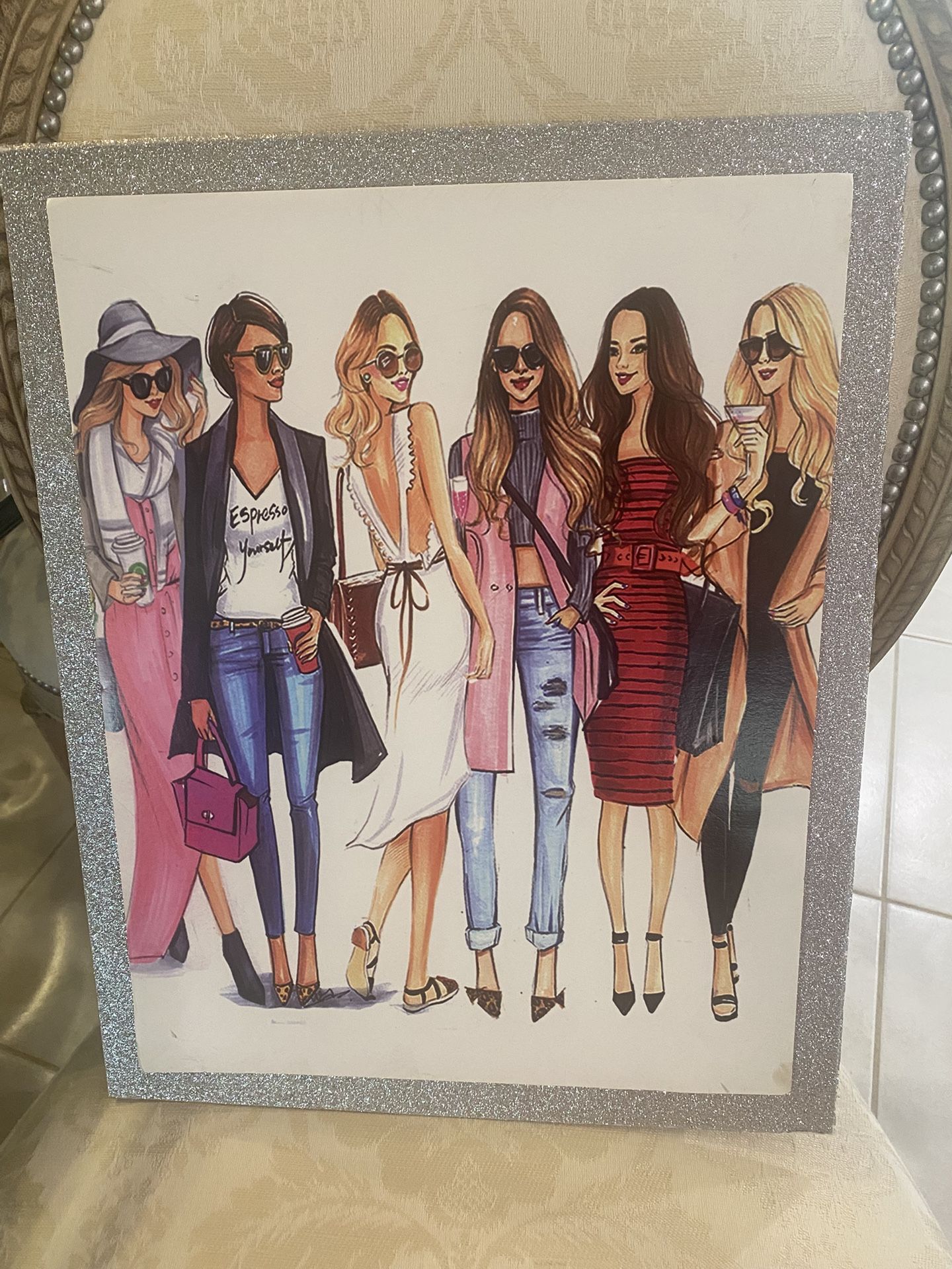 ESTATE SALE- Picture Appropiate For A Teenager, Frame Is Made Of Cardboard And Glitter.