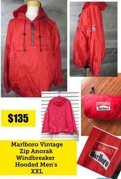Marlboro Vintage Zip Anorak Windbreaker Jacket Hooded Men's - XXL