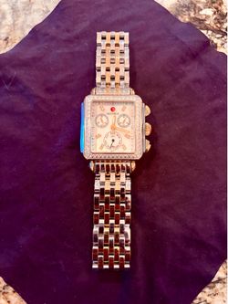 Michele Women’s Signature Deco Chronograph Diamond Watch – Two-Tone 18K Gold & 0.66ctw Diamonds