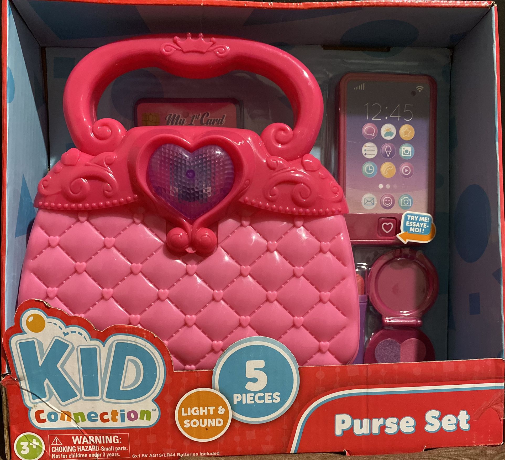 Kid Connection Light and Sound First Purse Play Set, Pink, 5 Pieces