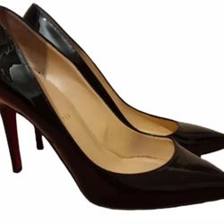 Christian Louboutin Pigalle Follies 100 Nappa Shiny Leather Black Pointed Pumps