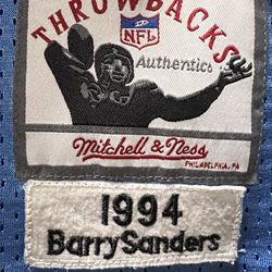 Mitchell & Ness Authentic 1994 Barry Sanders Detroit Lions Throwback Jersey Sz 52 XL Stitched