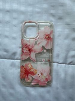 iPhone 12 Pro Max Pink Clear Floral Lily Case