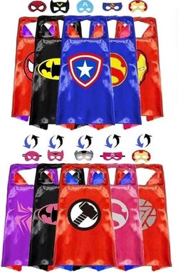 5 Double Set Superhero Capes Masks for Kids Boys Girls Halloween Costume — NWT